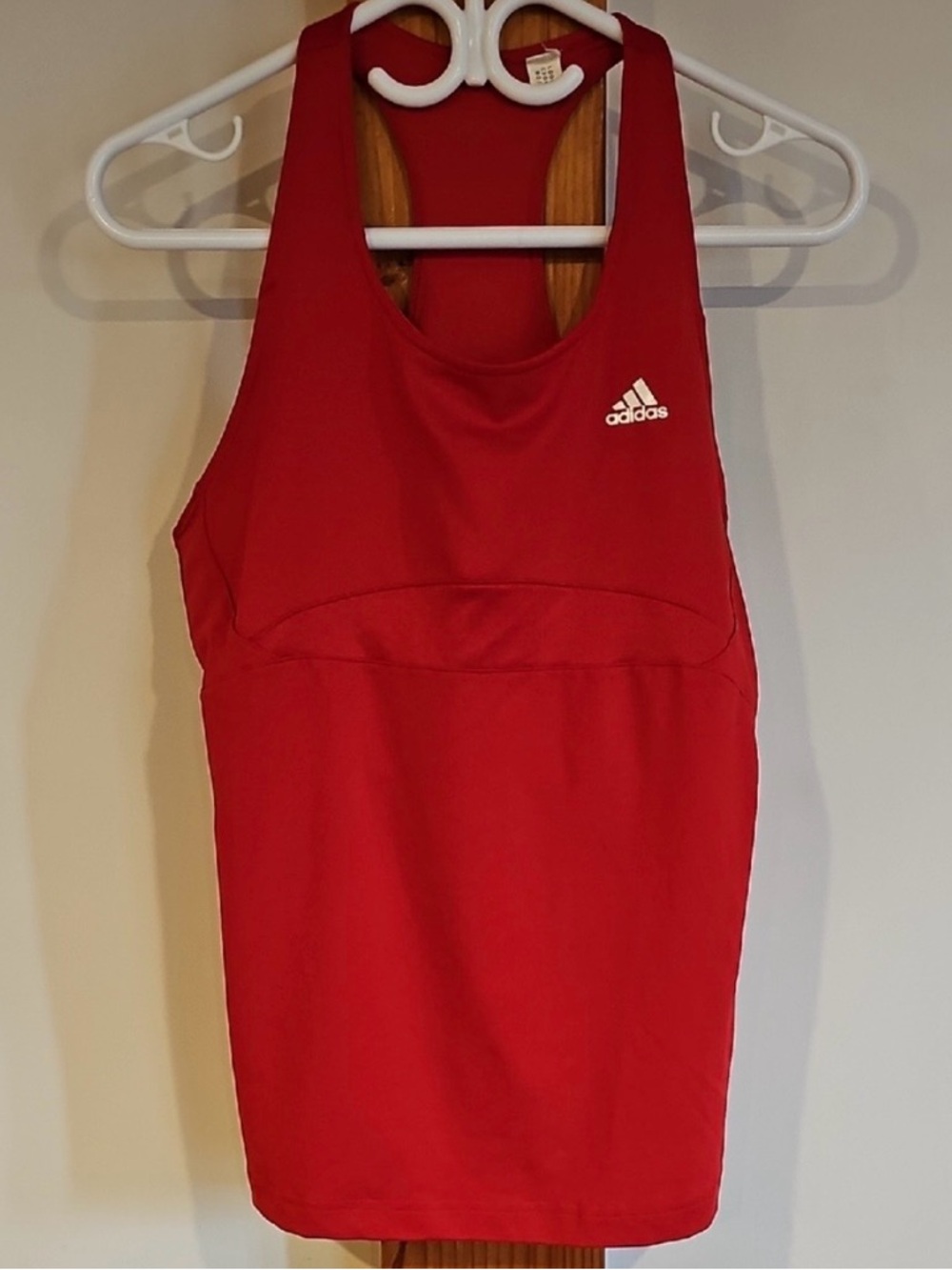 adidas White Logo Red Performance Tank